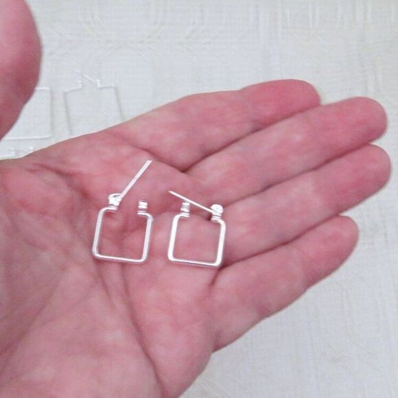 Silver Toned Square Earrings Women Leverback Set of 6 Fashion Earrings MultiSize - Picture 8 of 10